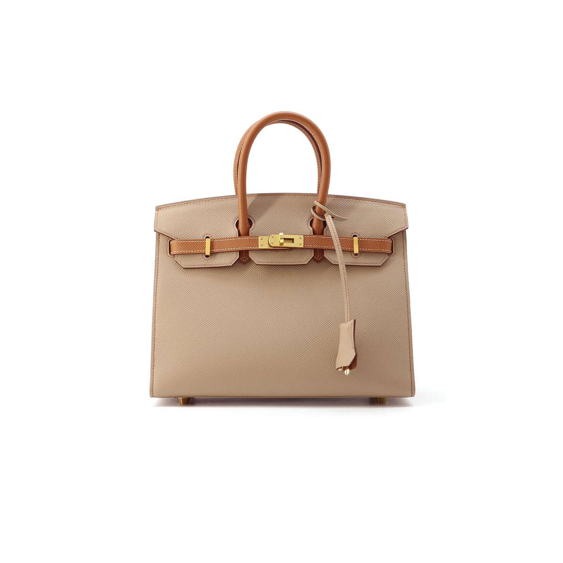 HERMES MASTER BIRKIN 30 EPSOM TRENCH COAT GREY AND GOLDEN BROWN GOLD BUTTONS H028369CK21 (30*23*15cm)